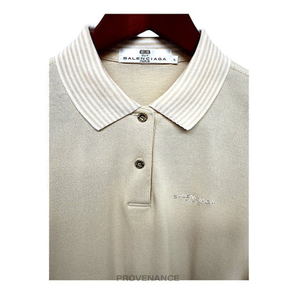 🔴 Balenciaga Golf Long Sleeve Polo Shirt - Sand L