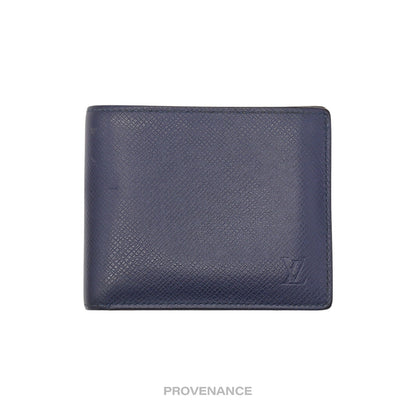 🔴 Louis Vuitton Amerigo Wallet - Navy Blue Taiga Leather