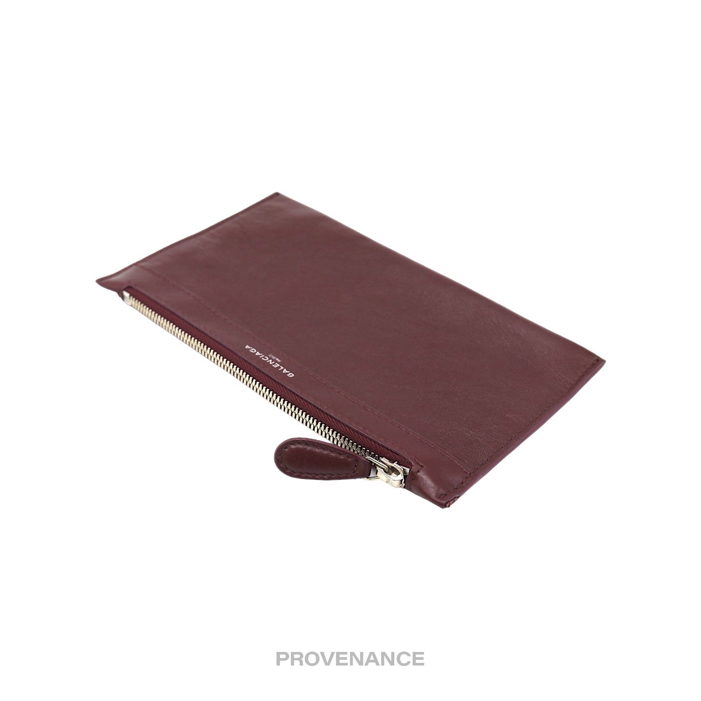 🔴 Balenciaga Zip Pouch Wallet - Bordeaux Leather