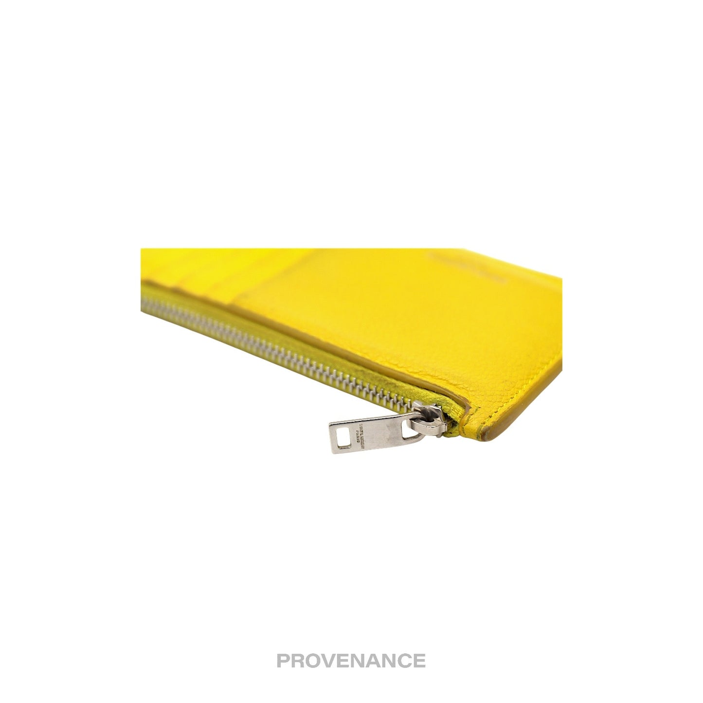 🔴 Saint Laurent Paris SLP Fragment Zip Card Wallet - Yellow