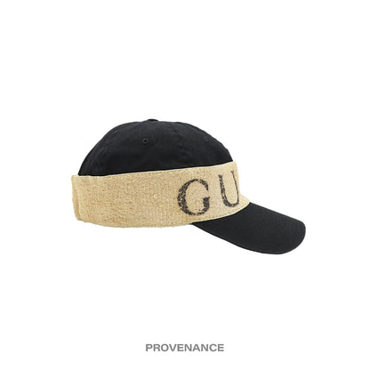 🔴 Gucci Logo Headband Sweatband Cap Hat - Black Cream