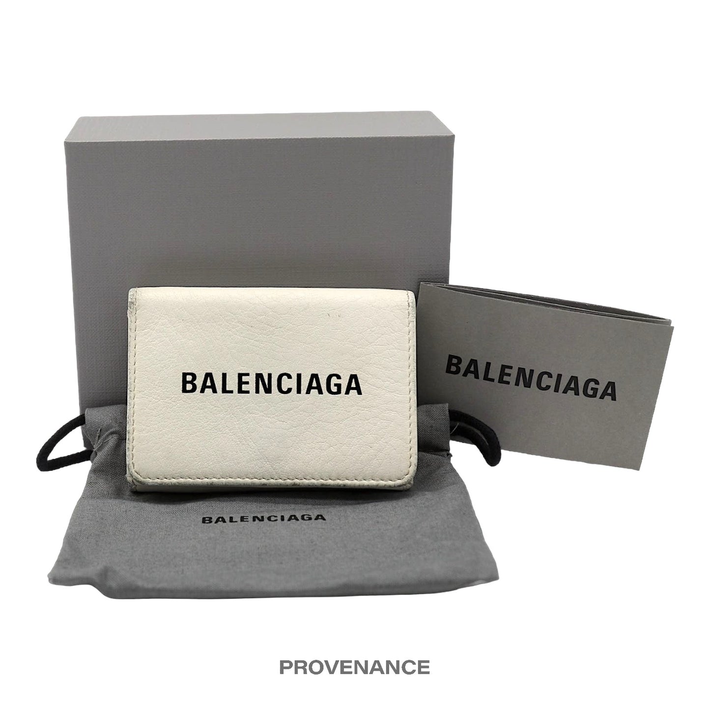 🔴 Balenciaga Logo Print Trifold Wallet - White