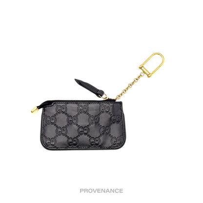 🔴 Gucci Key Pouch Cles - Black GG Guccissima Leather