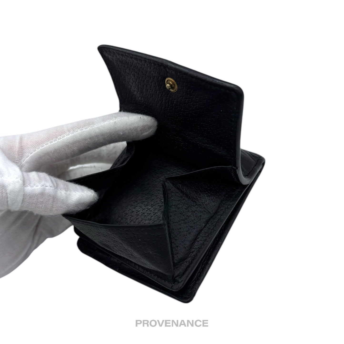 🔴 Gucci GG Marmont Snap Bifold Wallet - Black Leather
