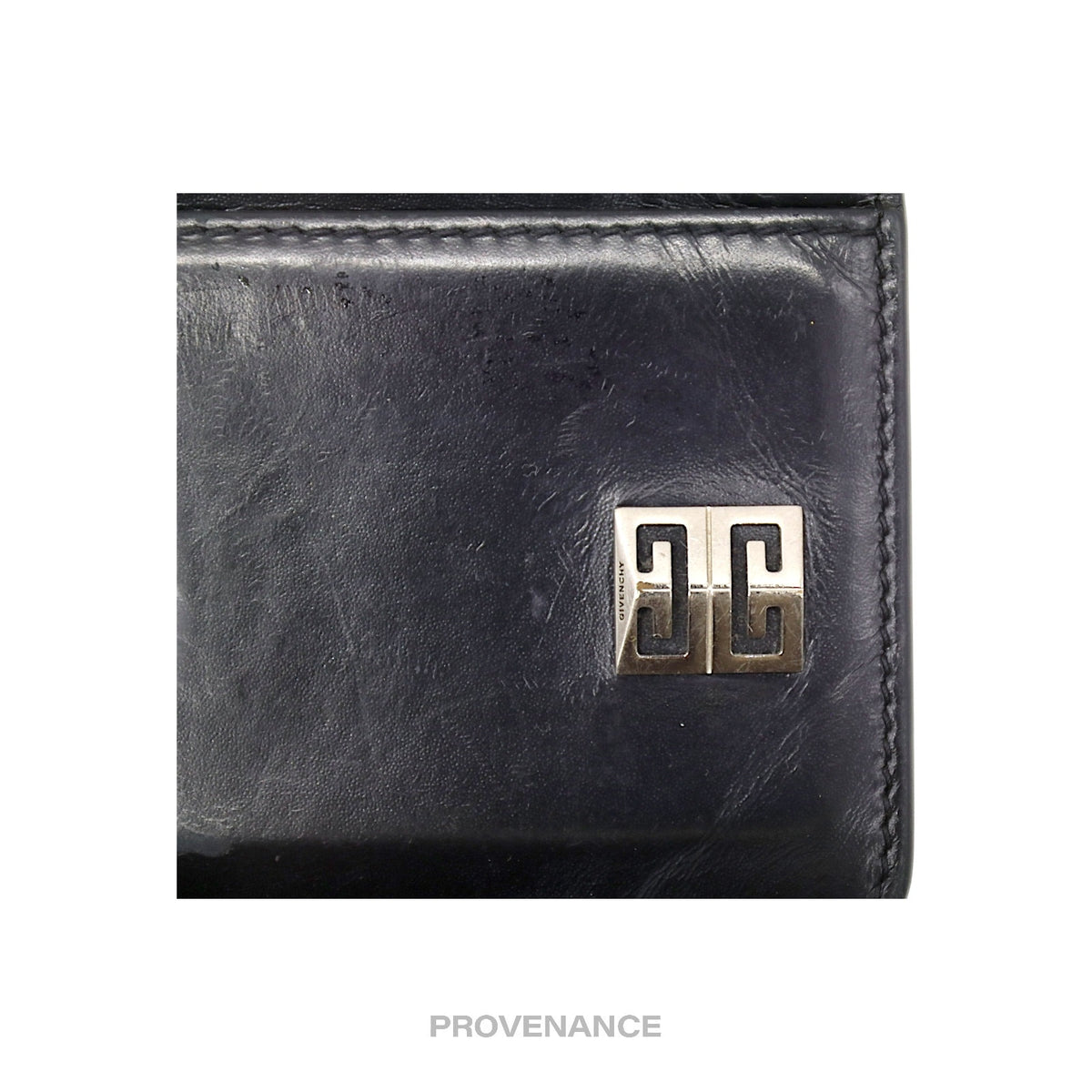 🔴 Givenchy 4G Logo Zip Card Holder Wallet - Black Leather