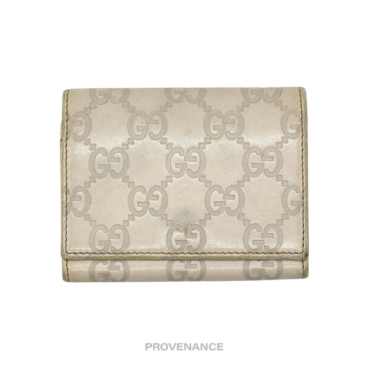 🔴 Gucci Card Wallet - Chalk Guccissima Leather