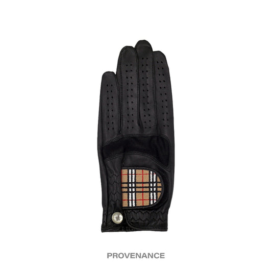 🔴 Burberry Golf Glove - Black Leather Nova Check S