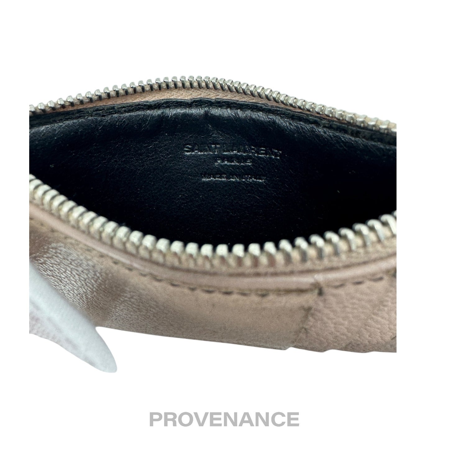 🔴 Saint Laurent Paris SLP Fragment Zip Card Wallet - Powder Pink