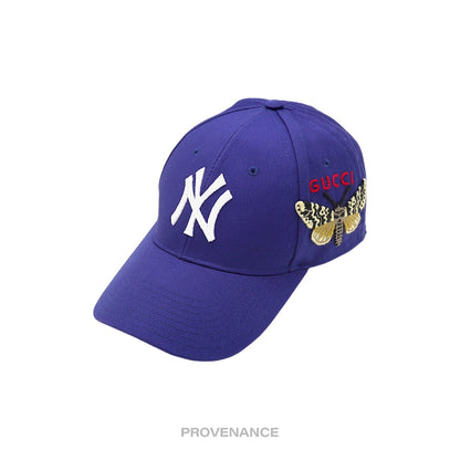 🔴 Gucci x NY Yankees Embroidered Hat Cap - Blue with Moth