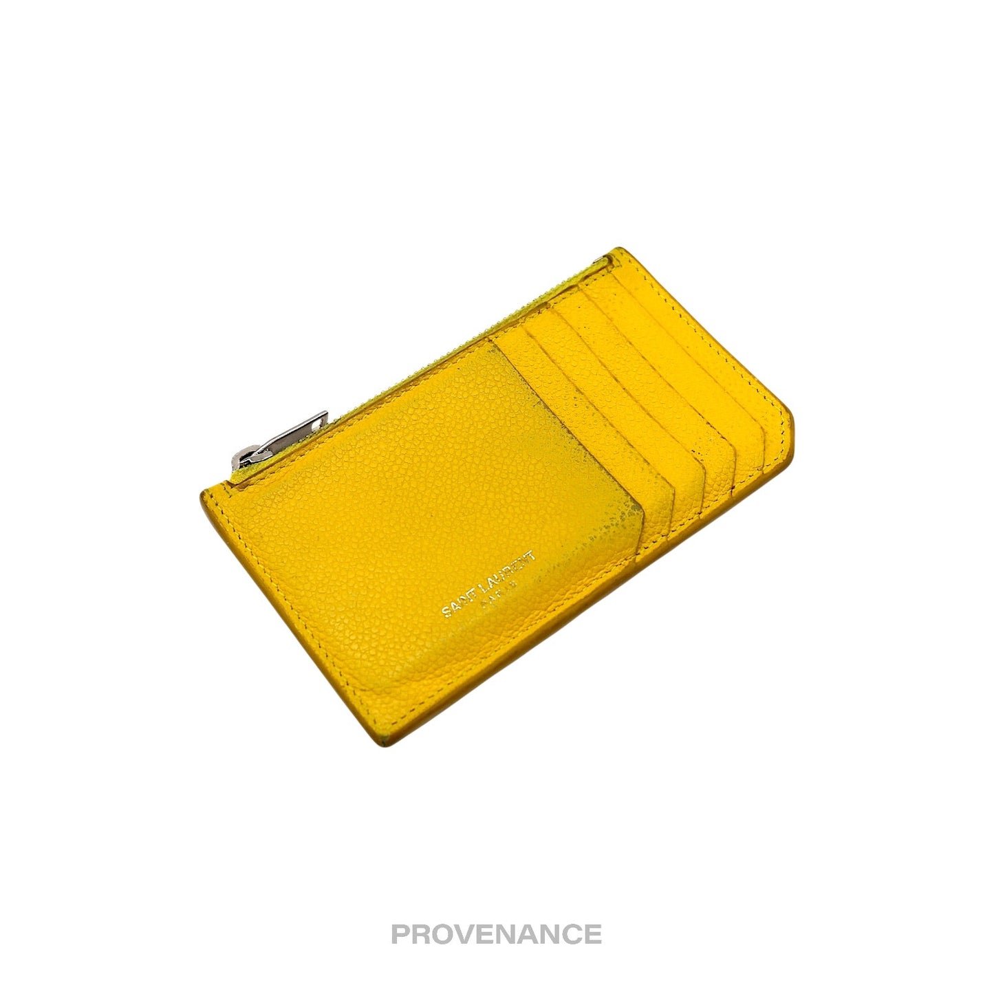 🔴 Saint Laurent Paris SLP Fragment Zip Card Wallet - Yellow