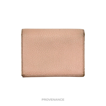 🔴 Gucci GG Marmont Card Holder Wallet - Pink Leather