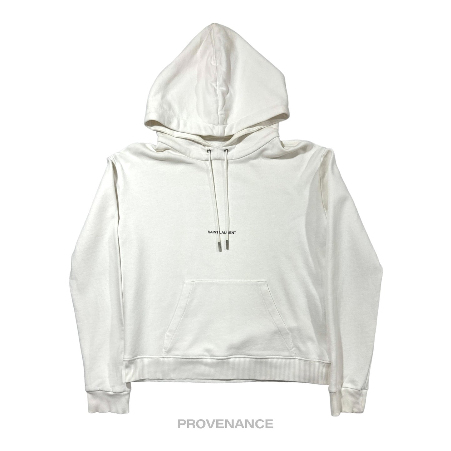 🔴  Saint Laurent Paris SLP Logo Hoodie - White Size XS