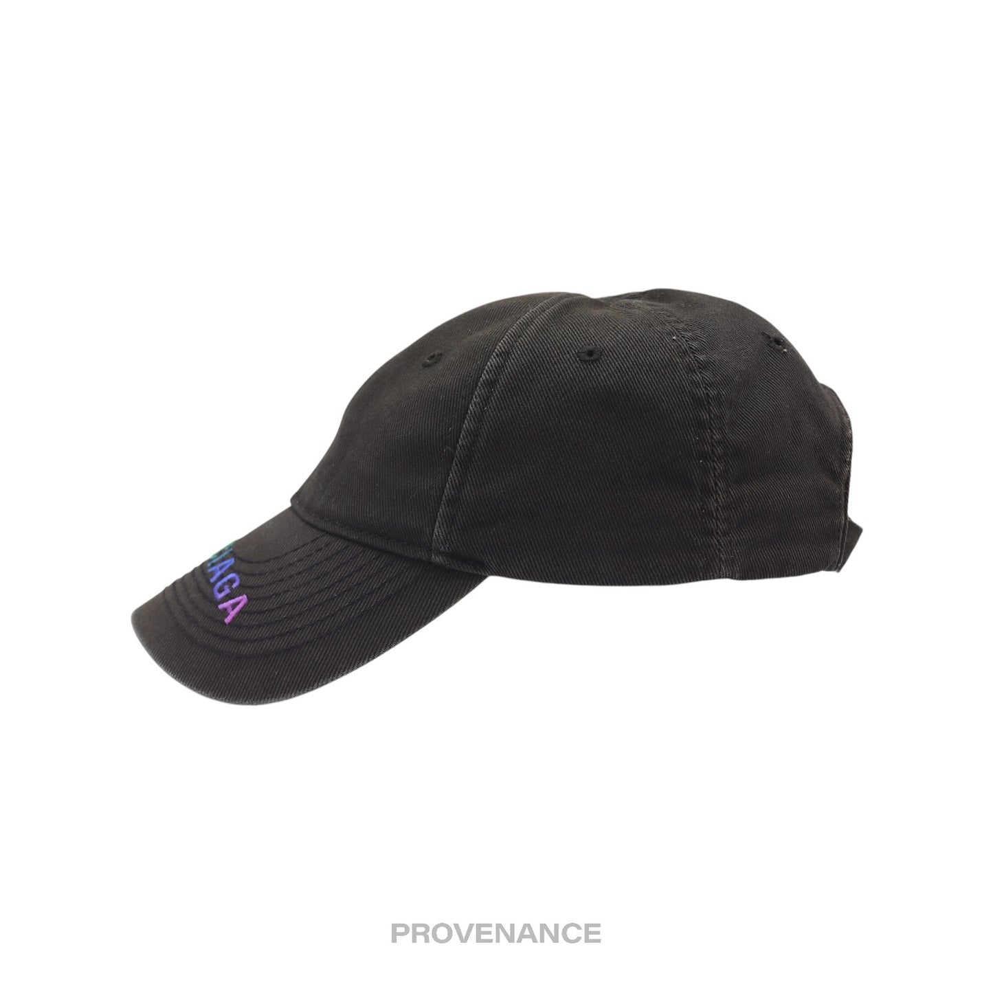 🔴 Balenciaga Embroidered Rainbow Logo Cap - Washed Black