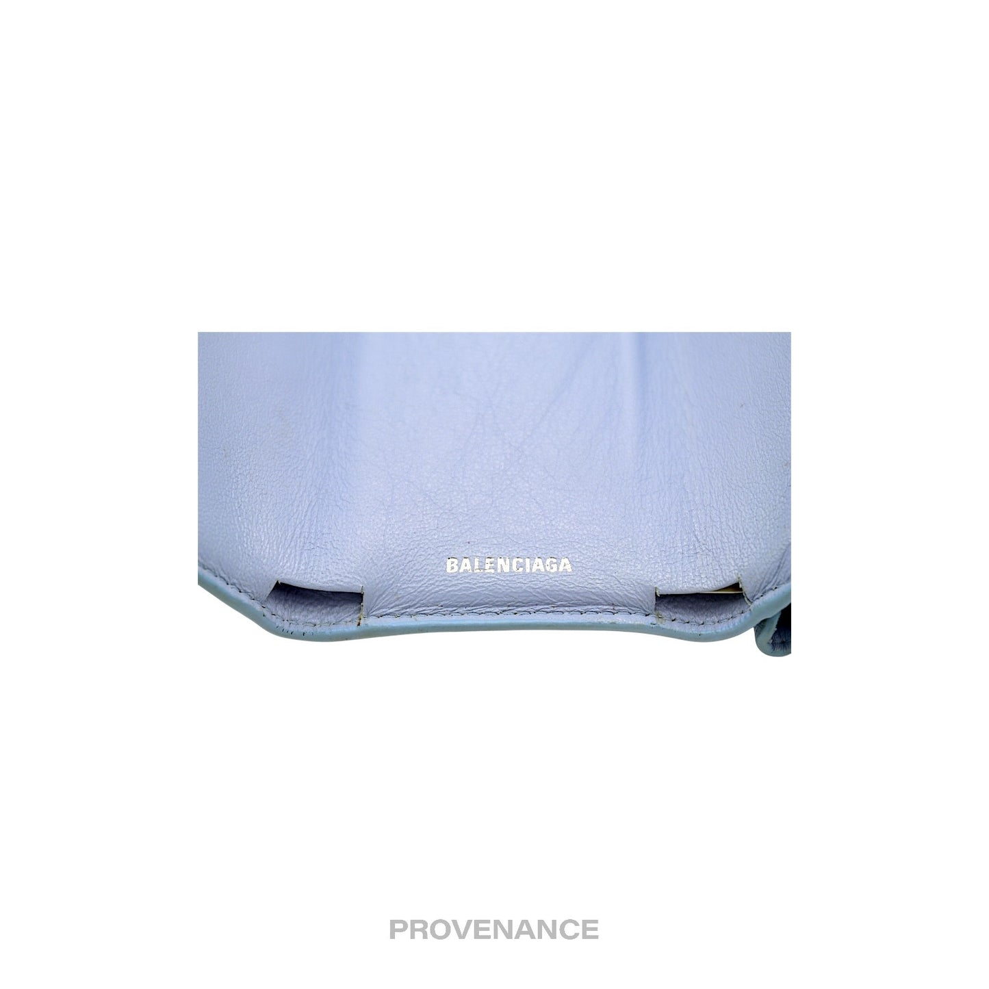 🔴 Balenciaga Papier Mini Card Wallet - Clouds Blue Leather
