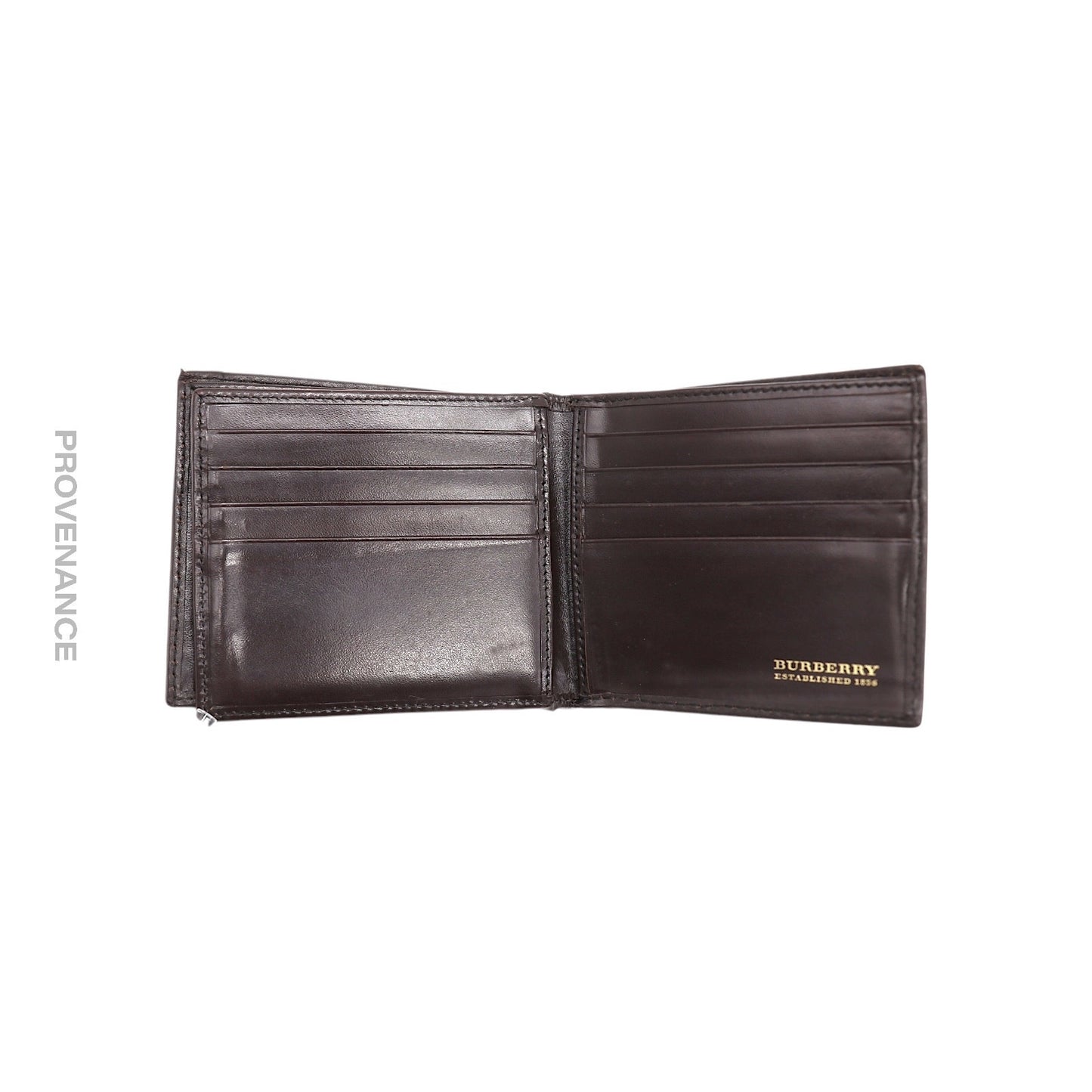 🔴 Burberry 8CC Trifold Wallet - Haymarket Check Chocolate