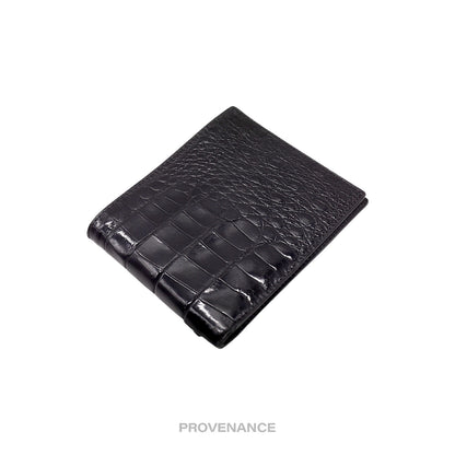 🔴 Celine 5CC Bifold Wallet - Black Crocodile Leather