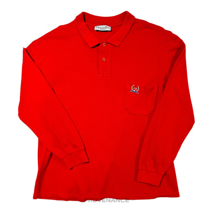 🔴 Christian Dior CD Sports Polo Long Sleeve Shirt - Red 46