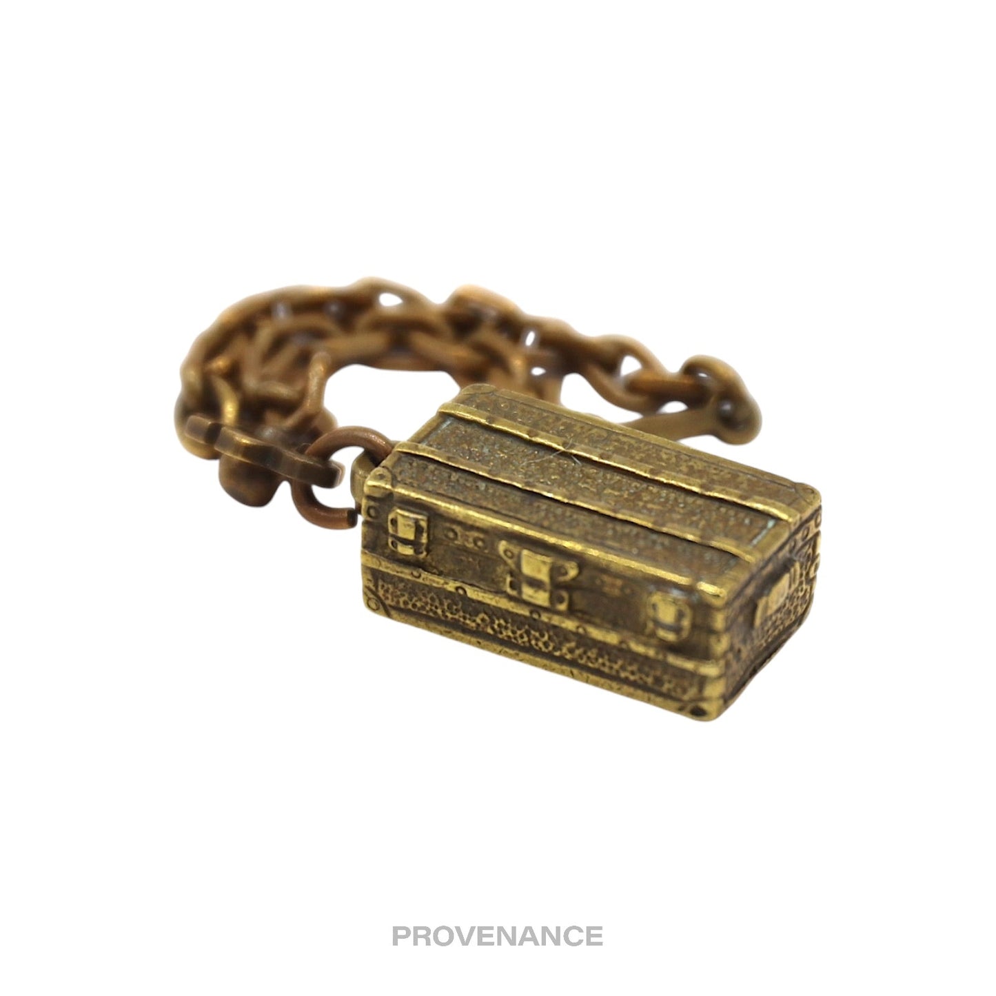 🔴 Louis Vuitton Trunk Keychain Charm - Solid Aged Brass