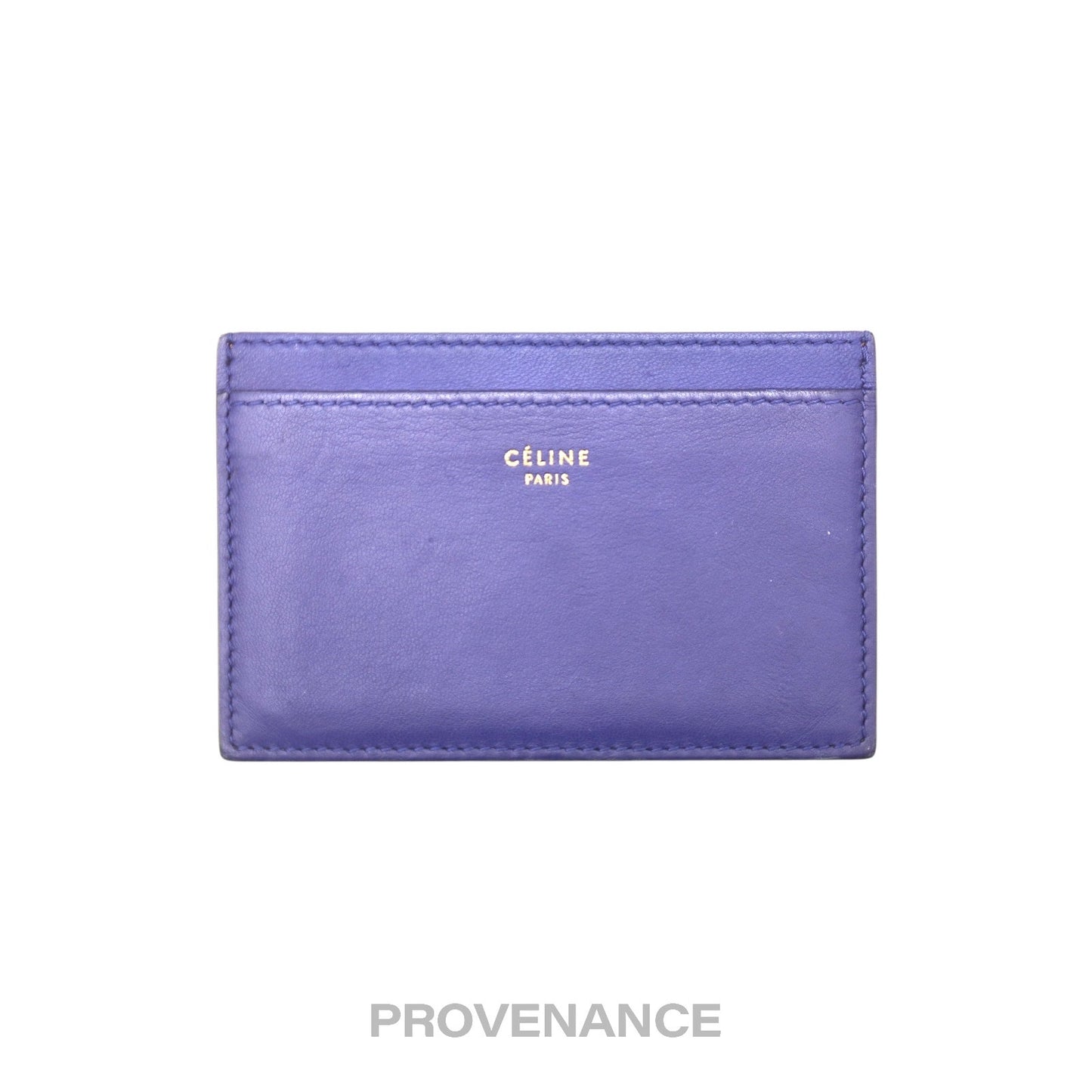 🔴 Celine Logo Card Holder Wallet - Two-Tone Blue Tan