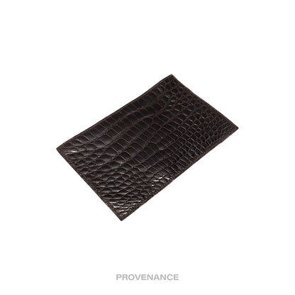 🔴 Hermes Note Card Wallet - Chocolate Brown Crocodile