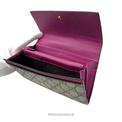 🔴 Gucci Snap Long Wallet - GG Supreme Red Pink