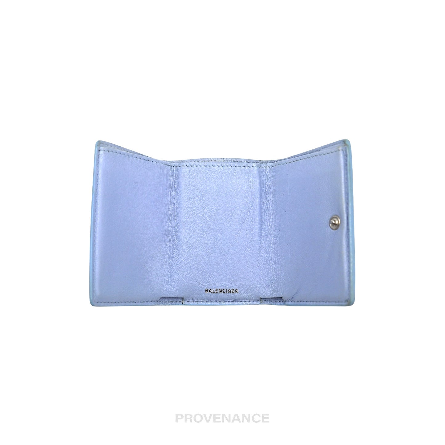 🔴 Balenciaga Papier Mini Card Wallet - Clouds Blue Leather