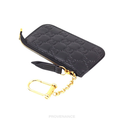 🔴 Gucci Key Pouch Cles - Black GG Guccissima Leather