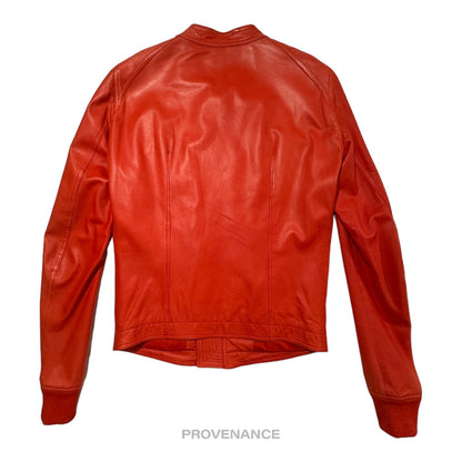 🔴 Rick Owens Walrus Intarsia Leather Jacket - 50 Red