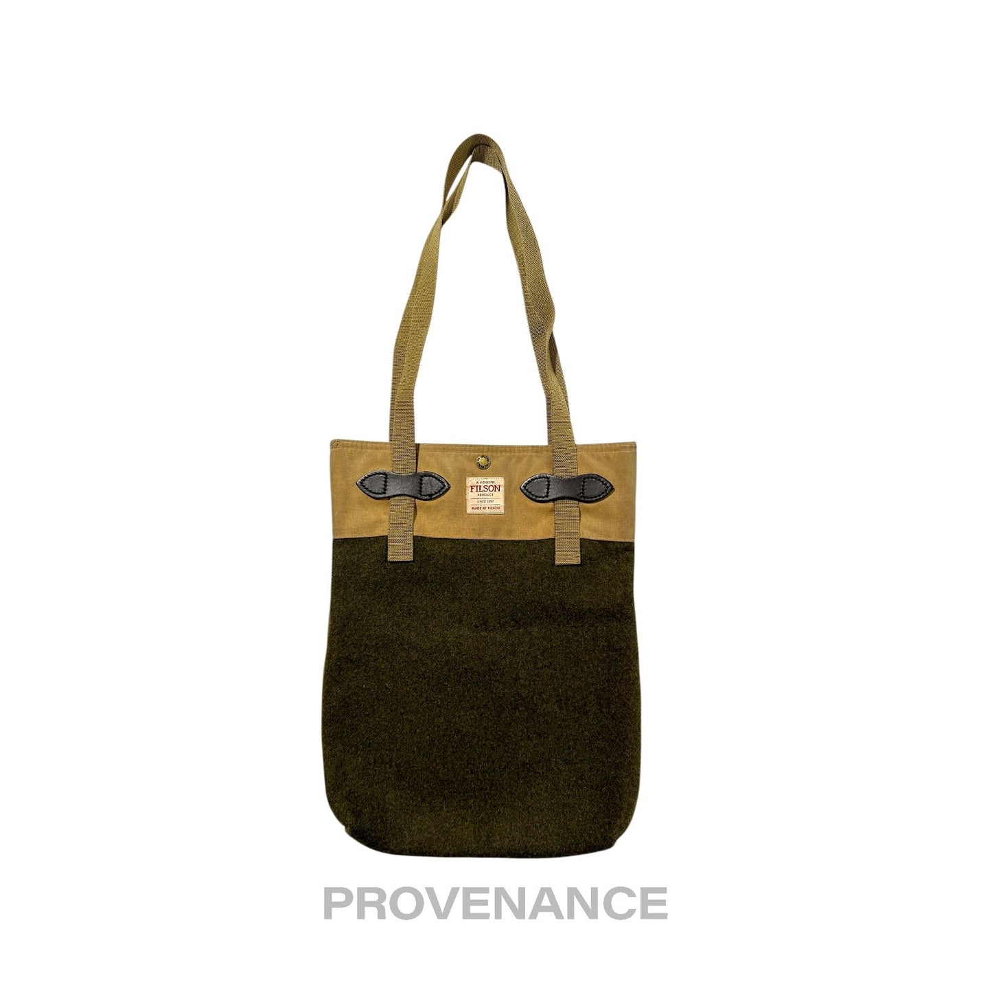 🔴 Filson Tin Cloth & Mackinaw Wool Tote Bag Tan Olive