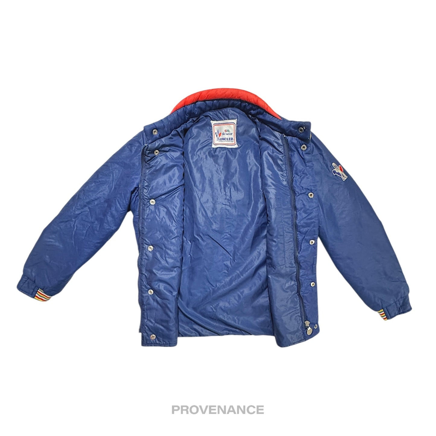 🔴 Moncler Light Ski Jacket - Blue Grenoble Logo Yellow Red
