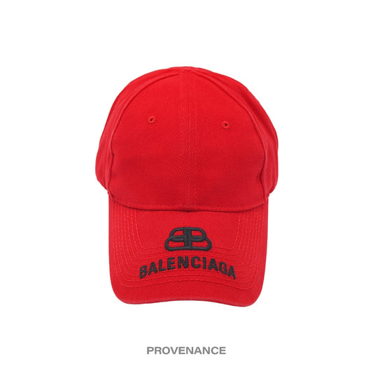 🔴 Balenciaga BB Embroidered Logo Cap - Red Black