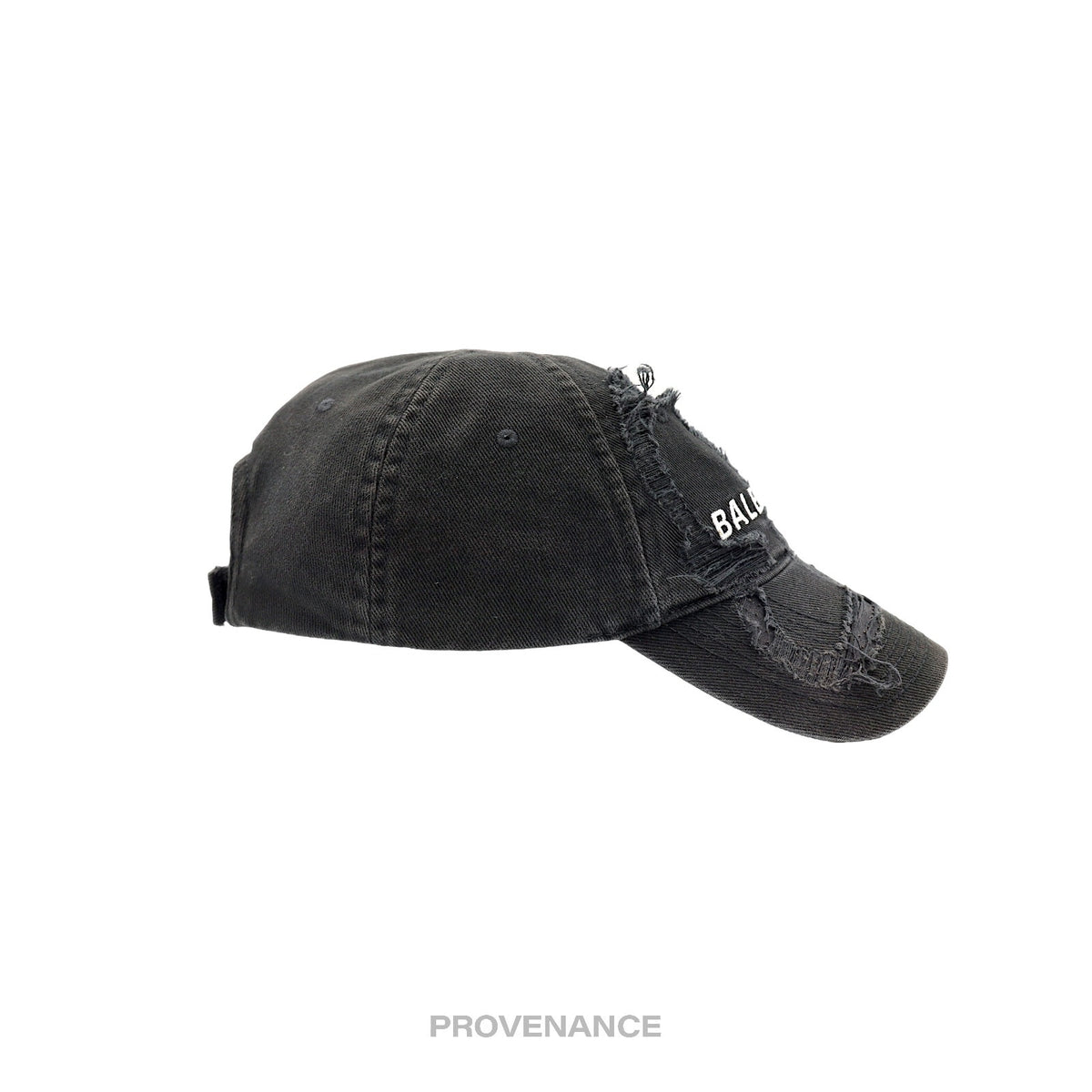 🔴 Balenciaga Embroidered Logo BB Lazer Destroyed Cap Black