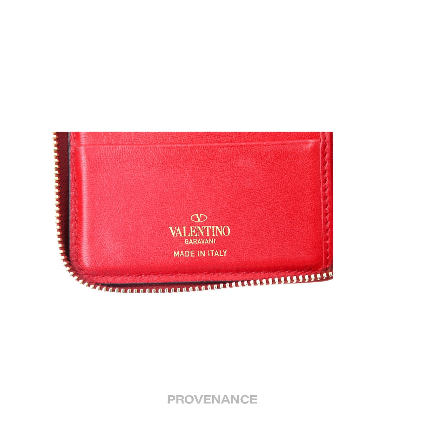 🔴 Valentino Stud Clasp Zip Wallet - Red Gold