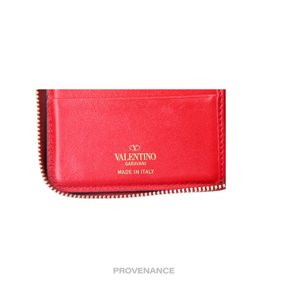 🔴 Valentino Stud Clasp Zip Wallet - Red Gold