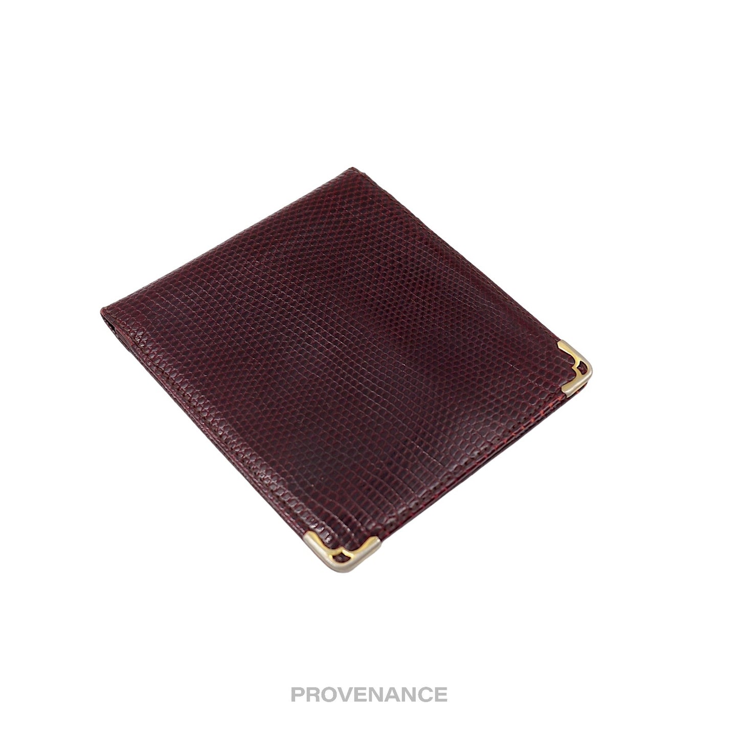 🔴 Cartier Wave Bifold Wallet - Burgundy Lizard Leather