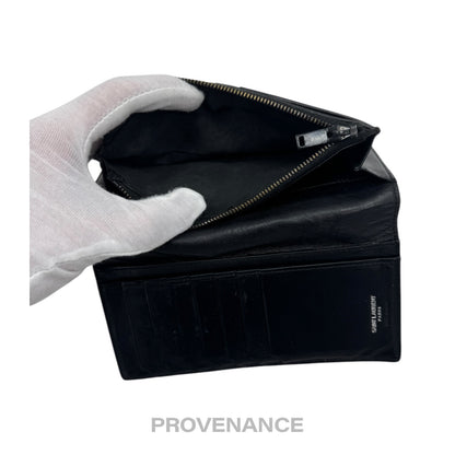 🔴 Saint Laurent Paris SLP Long Wallet - Black Calfskin Leather