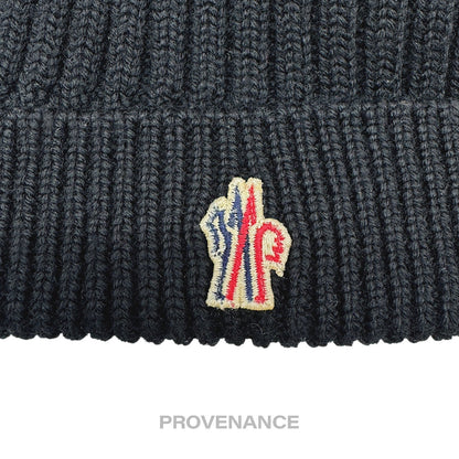 🔴 Moncler Grenoble Logo Knit Beanie Cap - Black