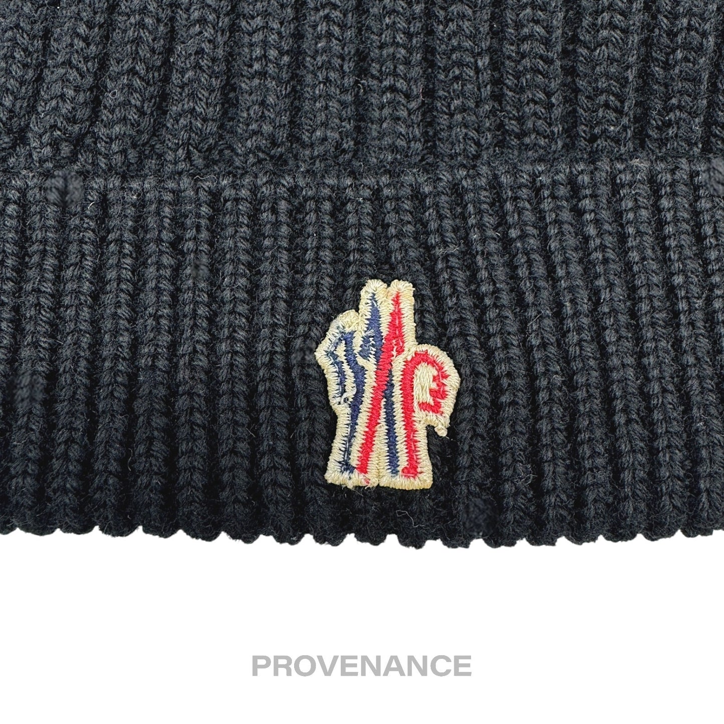 🔴 Moncler Grenoble Logo Knit Beanie Cap - Black