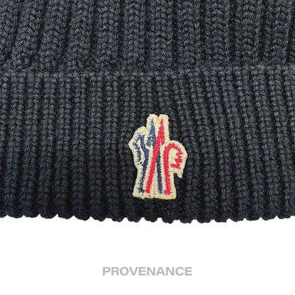 🔴 Moncler Grenoble Logo Knit Beanie Cap - Black