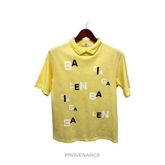 🔴 Balenciaga Letter Spellout Polo Shirt - Yellow Pique