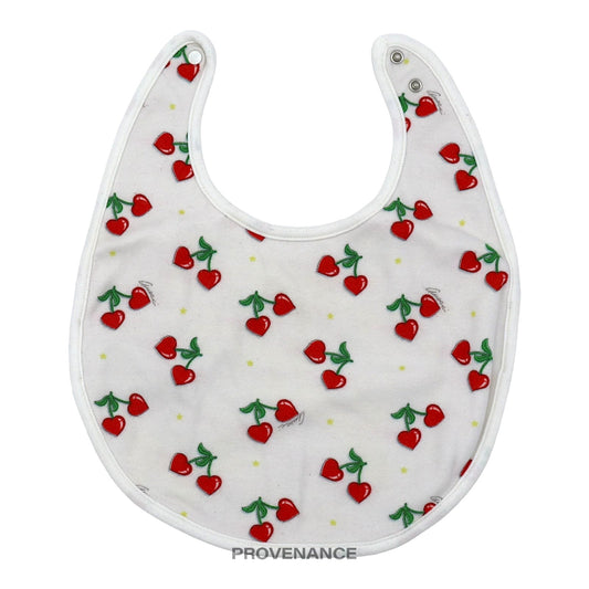 🔴 Gucci Logo Baby Infant Bib - Heart Cherry Striped Cotton