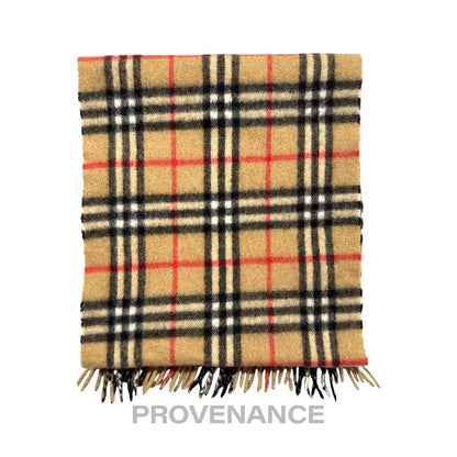 🔴 Vintage Burberrys Scarf Nova Check 100% Cashmere Camel