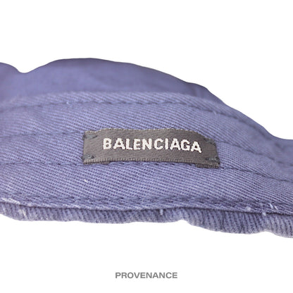 🔴 Balenciaga Brim Embroidered Logo Cap Hat - Washed Navy