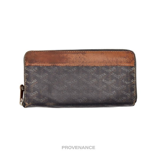 🔴 Goyard Matignon Long Zipped Wallet - Black/Tan