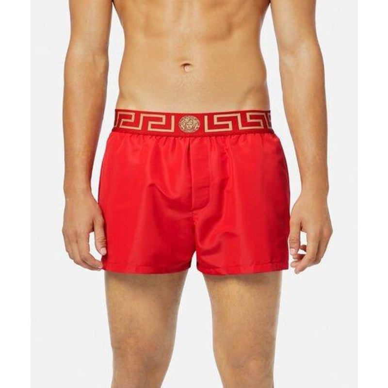 🔴 Versace Greca Medusa Border Swim Shorts - Red L