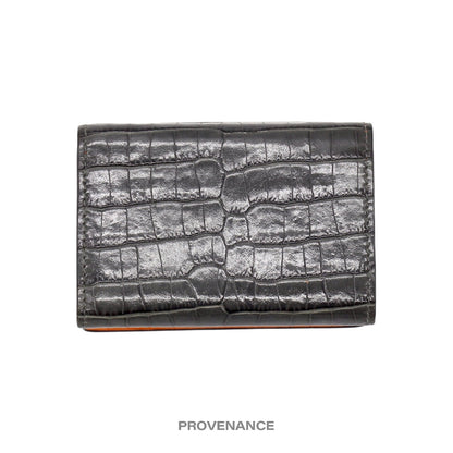 🔴 Givenchy Trifold Wallet - Grey Orange  Croc Leather