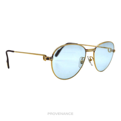 🔴 Cartier Saphir Vintage Sunglasses - Gold/Blue