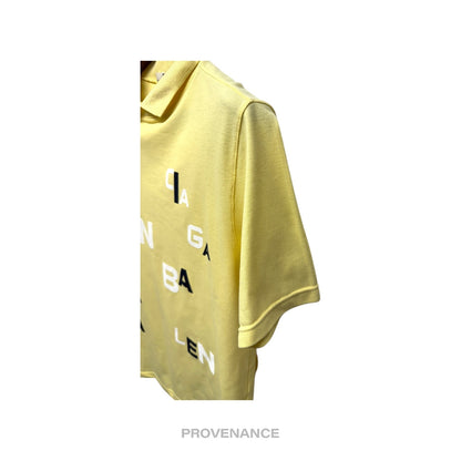 🔴 Balenciaga Letter Spellout Polo Shirt - Yellow Pique