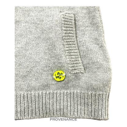 🔴 Gucci Baby Logo Knit Hoodie - Grey Fluorescent Yellow