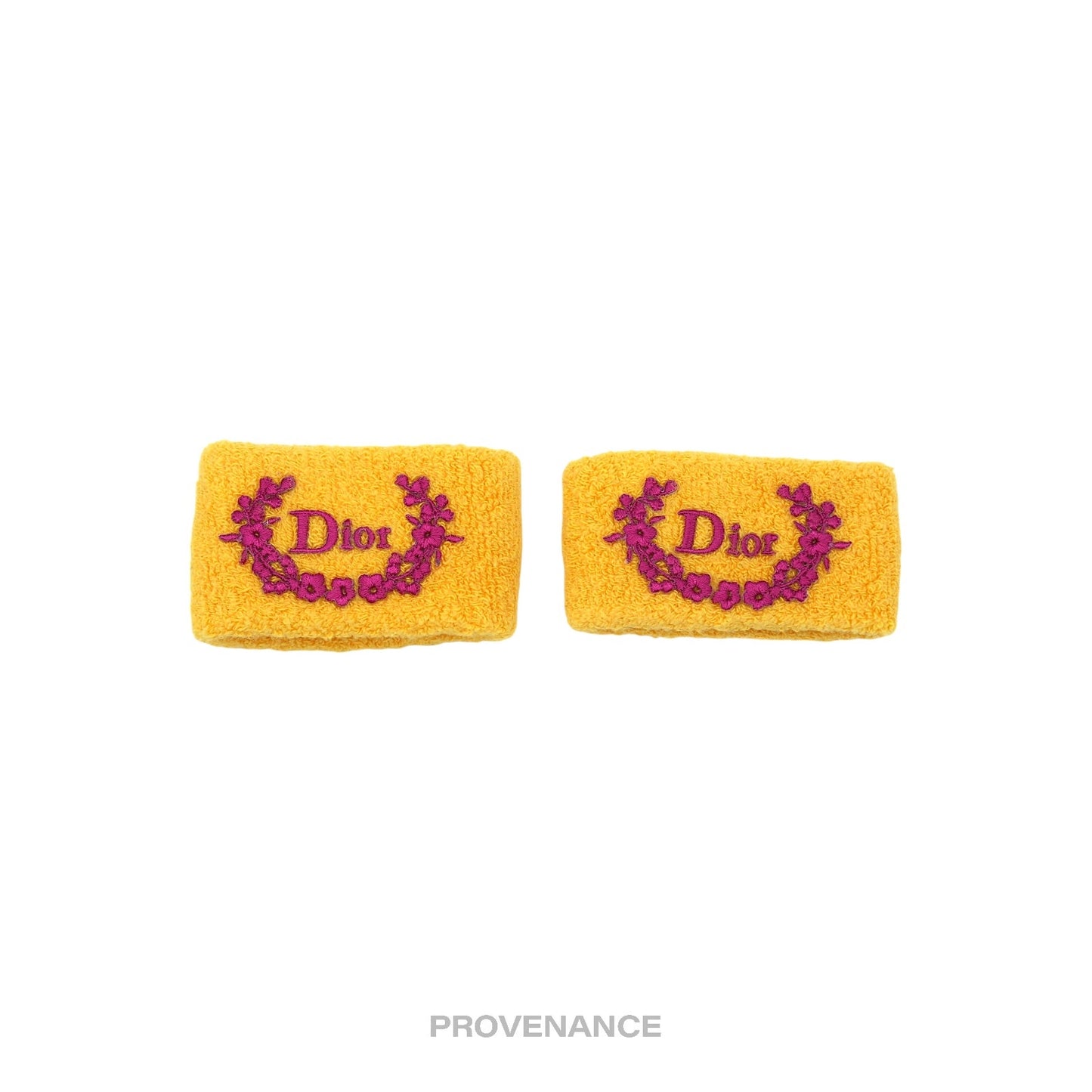 🔴 Dior Wrist Sweat Band Set of 2 - Yellow Fuchsia Terry